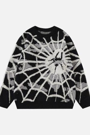 Concert Outfit Spider Knit Crew Neck Sweater