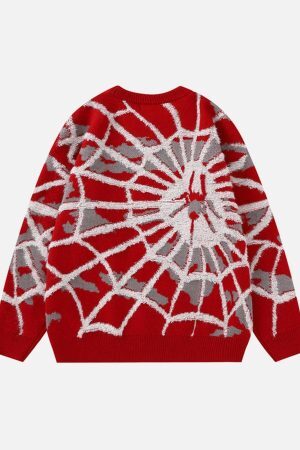 Concert Outfit Spider Knit Crew Neck Sweater