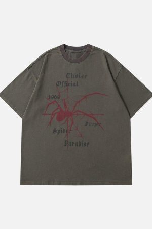 Concert Outfit Spider Print Washed Tee
