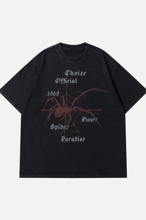 Concert Outfit Spider Print Washed Tee