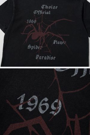 Concert Outfit Spider Print Washed Tee