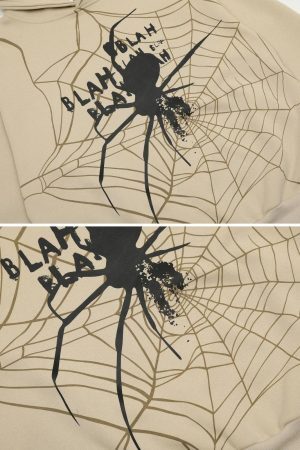 Concert Outfit Spider Shadow Print Hoodie