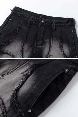 Concert Outfit Spider Silhouette Pattern Stitching Jeans