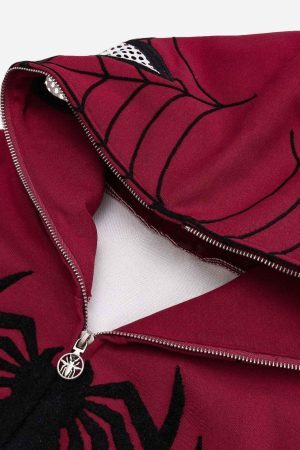 Concert Outfit Spider Web Embroidery Eye Viewable Hoodie