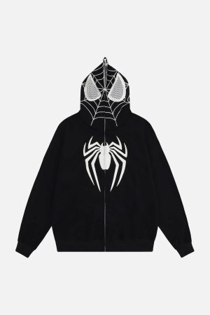 Concert Outfit Spider Web Embroidery Eye Viewable Hoodie