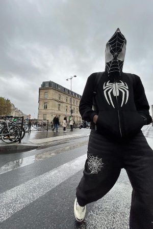 Concert Outfit Spider Web Embroidery Eye Viewable Hoodie