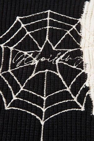 Concert Outfit Spider Web Stand Collar Zip-Up Cardigan