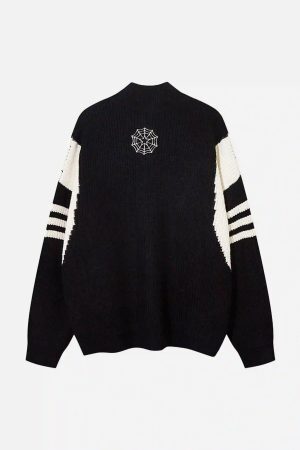 Concert Outfit Spider Web Stand Collar Zip-Up Cardigan