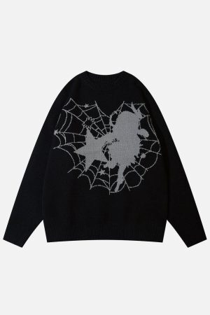 Concert Outfit Spider Web Stars Graphic Sweater