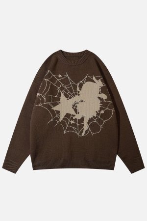 Concert Outfit Spider Web Stars Graphic Sweater