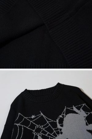 Concert Outfit Spider Web Stars Graphic Sweater