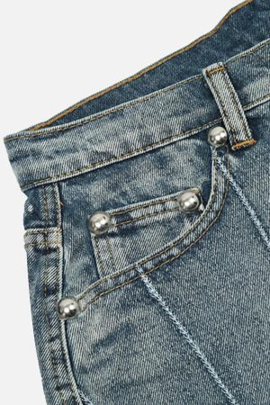 Concert Outfit Spider Web Topstitched Loose Jeans