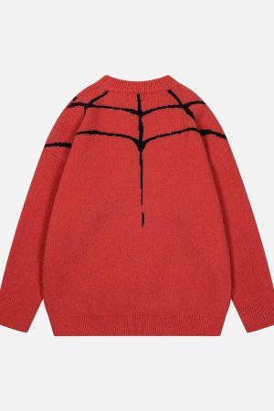 Concert Outfit Spider&Heart Knit Crew Neck Sweater