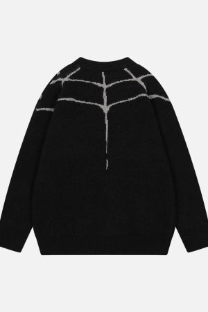 Concert Outfit Spider&Heart Knit Crew Neck Sweater