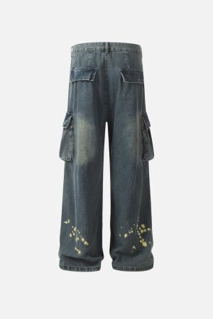 Concert Outfit Splash-Ink Washed Baggy Jeans