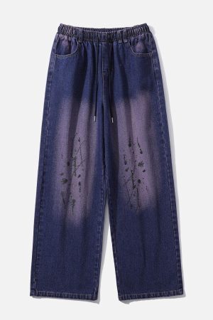 Concert Outfit Splash Ink Washed Loose Jeans