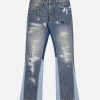 Concert Outfit Splashing Ink Micro Horn Deconstruction Stitching Jeans