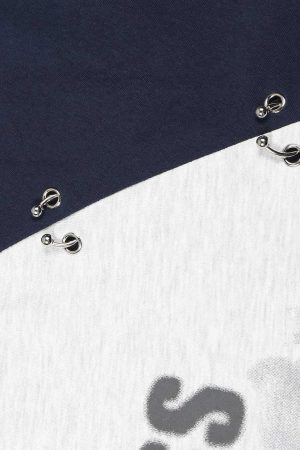 Concert Outfit Splatter Eyelet Studded Long Sleeve T-Shirt