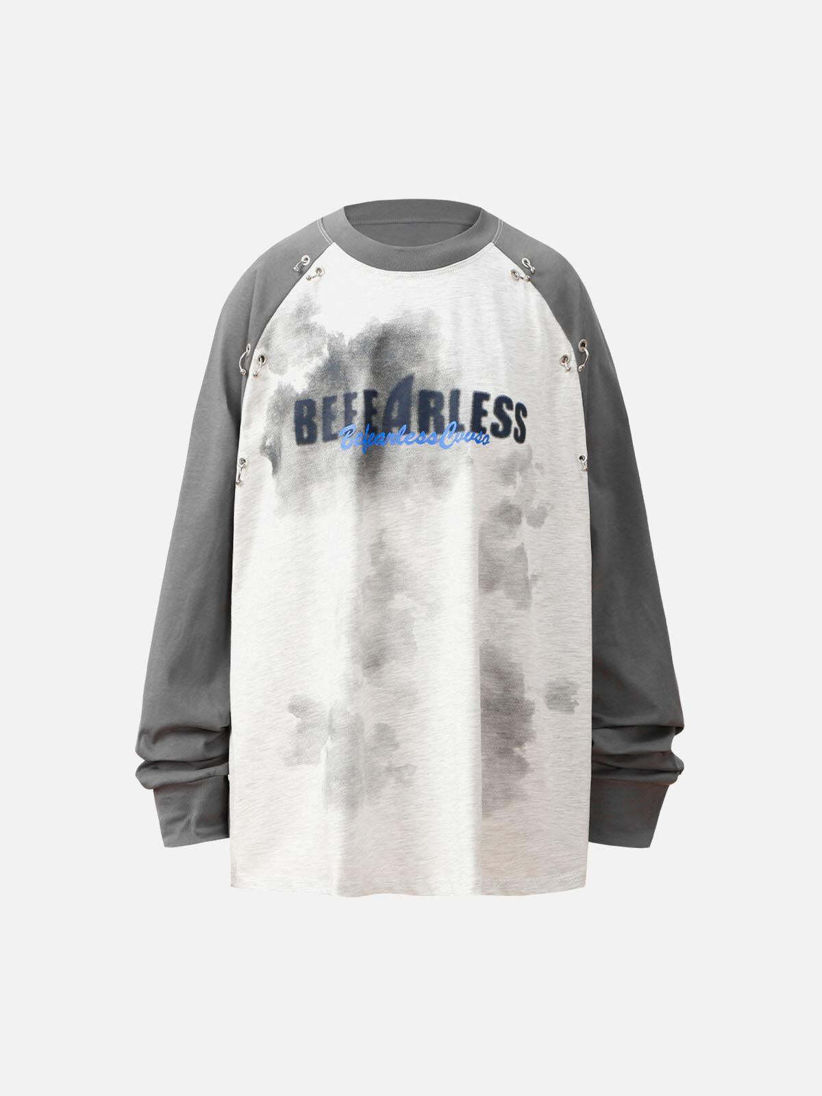 Concert Outfit Splatter Eyelet Studded Long Sleeve T-Shirt Concert Outfit Splatter Eyelet Studded Long Sleeve T-Shirt