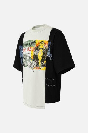 Concert Outfit Spliced Deconstruction Print T-Shirt
