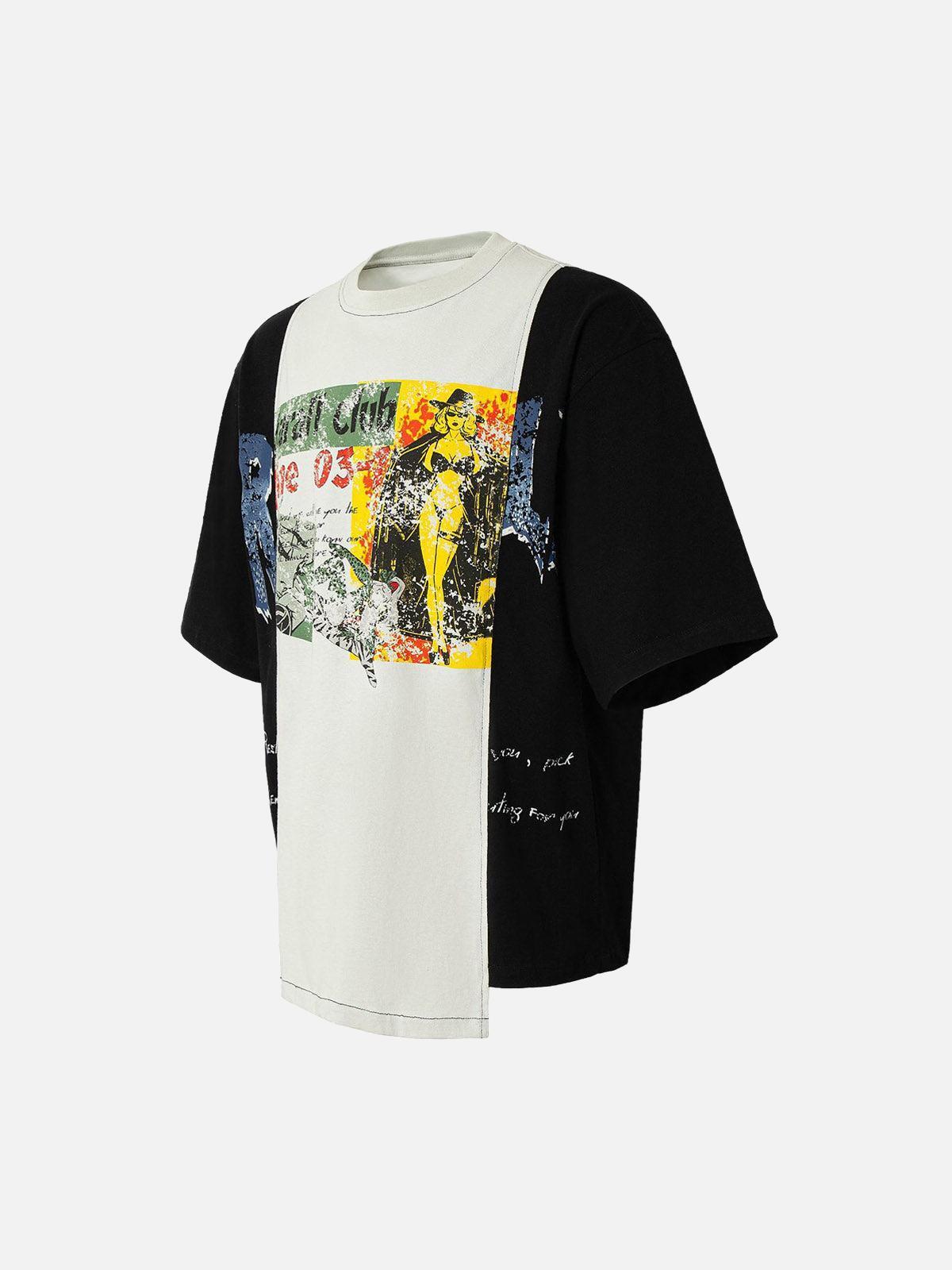 Concert Outfit Spliced Deconstruction Print T-Shirt Concert Outfit Spliced Deconstruction Print T-Shirt
