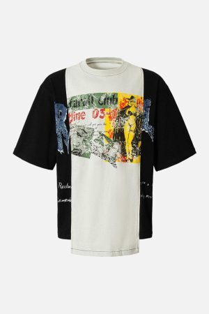 Concert Outfit Spliced Deconstruction Print T-Shirt