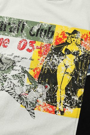 Concert Outfit Spliced Deconstruction Print T-Shirt