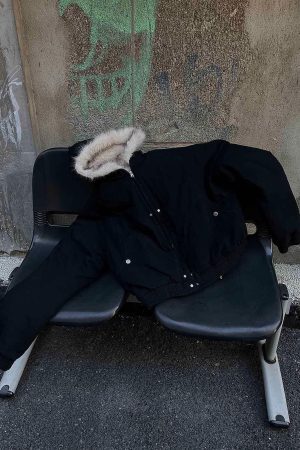 Concert Outfit Spliced Fur Hooded Quilted Jacket