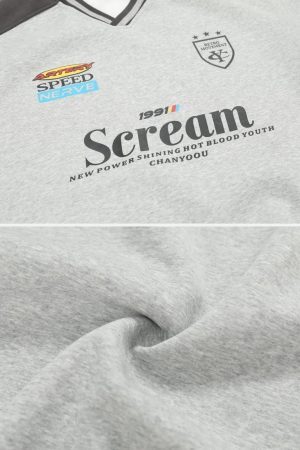 Concert Outfit Spliced Letter Print V-Neck Sweatshirt