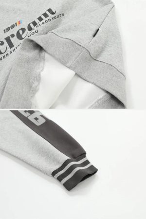 Concert Outfit Spliced Letter Print V-Neck Sweatshirt