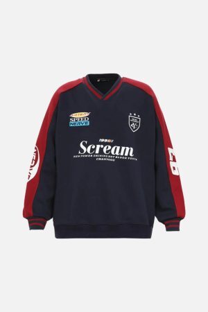 Concert Outfit Spliced Letter Print V-Neck Sweatshirt