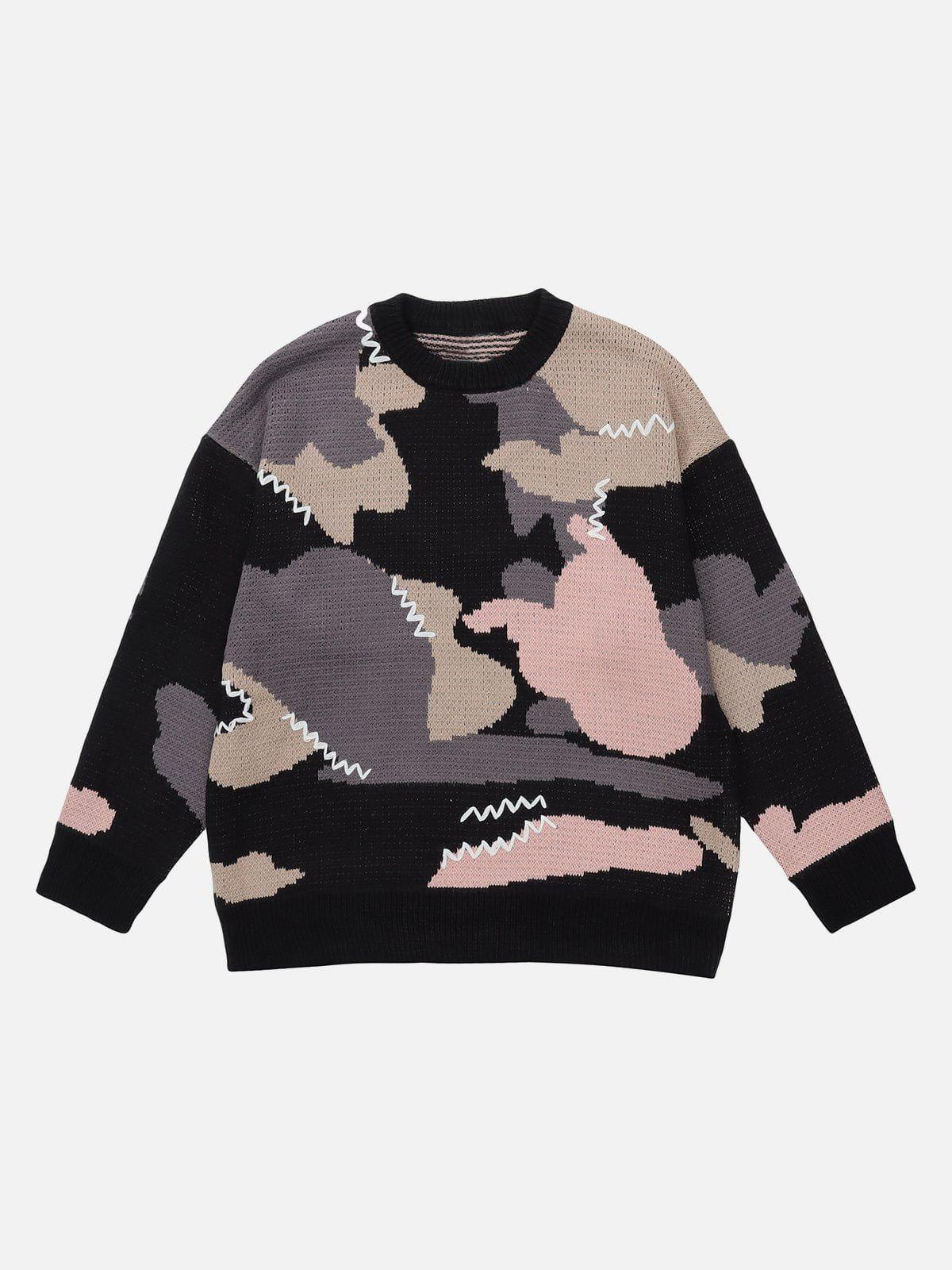 Concert Outfit Splicing Abstraction Graphic Sweater Concert Outfit Splicing Abstraction Graphic Sweater