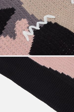 Concert Outfit Splicing Abstraction Graphic Sweater