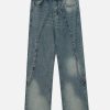 Concert Outfit Splicing Water-Wash Jeans