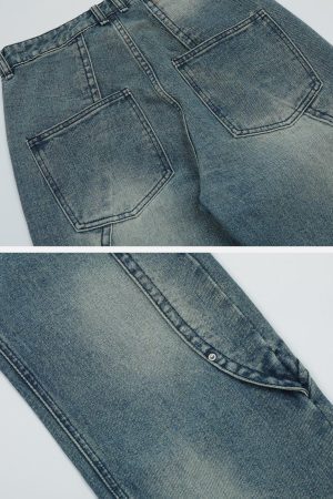 Concert Outfit Splicing Water-Wash Jeans