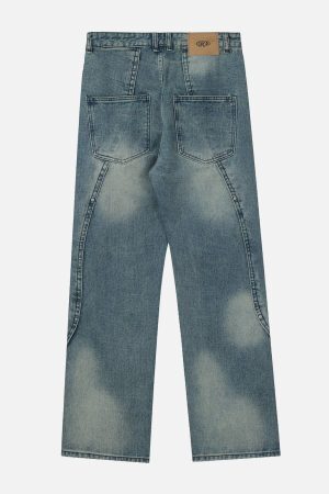 Concert Outfit Splicing Water-Wash Jeans