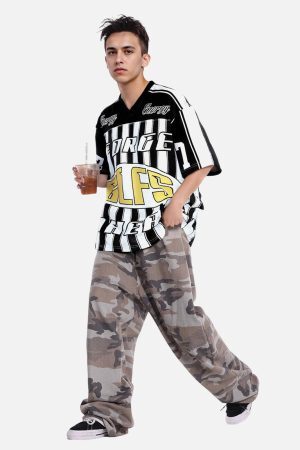 Concert Outfit Sports Letter Stripe Print Jersey T-Shirt