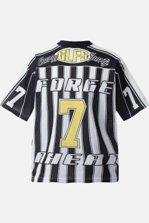 Concert Outfit Sports Letter Stripe Print Jersey T-Shirt