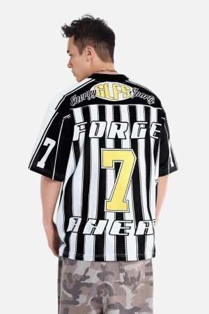 Concert Outfit Sports Letter Stripe Print Jersey T-Shirt