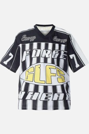 Concert Outfit Sports Letter Stripe Print Jersey T-Shirt