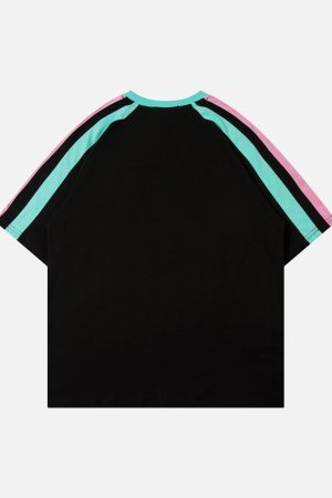 Concert Outfit Sports Style Color-Blocked Splicing T-Shirt