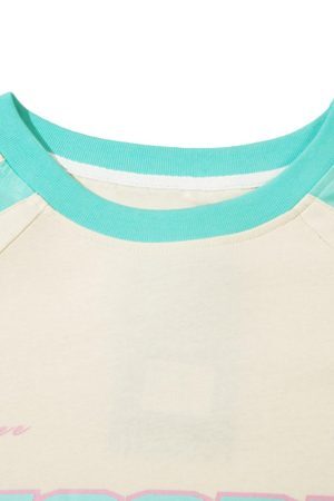 Concert Outfit Sports Style Color-Blocked Splicing T-Shirt