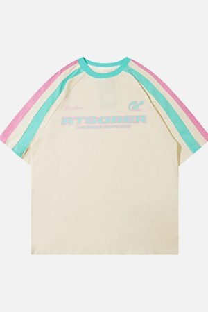 Concert Outfit Sports Style Color-Blocked Splicing T-Shirt