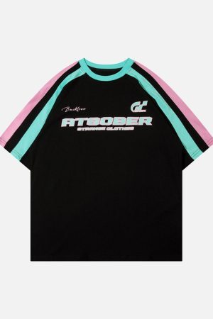 Concert Outfit Sports Style Color-Blocked Splicing T-Shirt