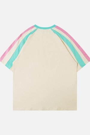 Concert Outfit Sports Style Color-Blocked Splicing T-Shirt