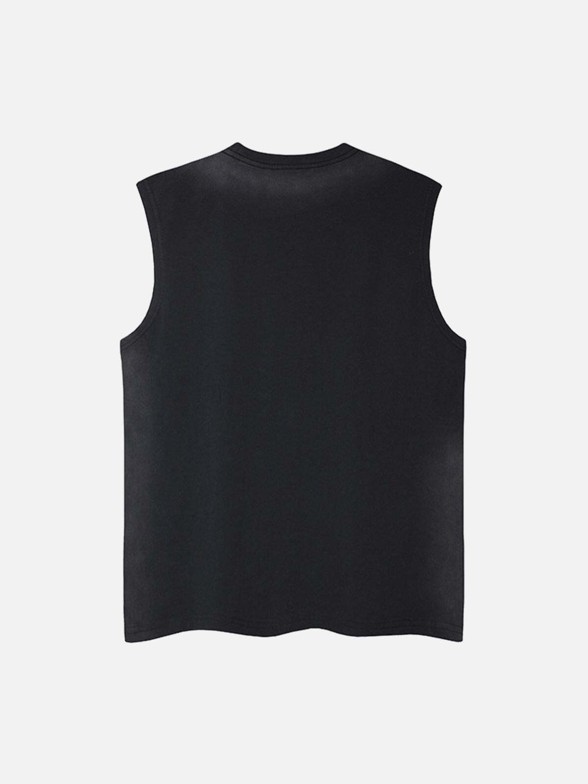 Concert Outfit Spray- Painted Letter Print Necklace Vest Concert Outfit Spray- Painted Letter Print Necklace Vest