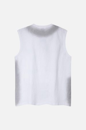 Concert Outfit Spray- Painted Letter Print Necklace Vest