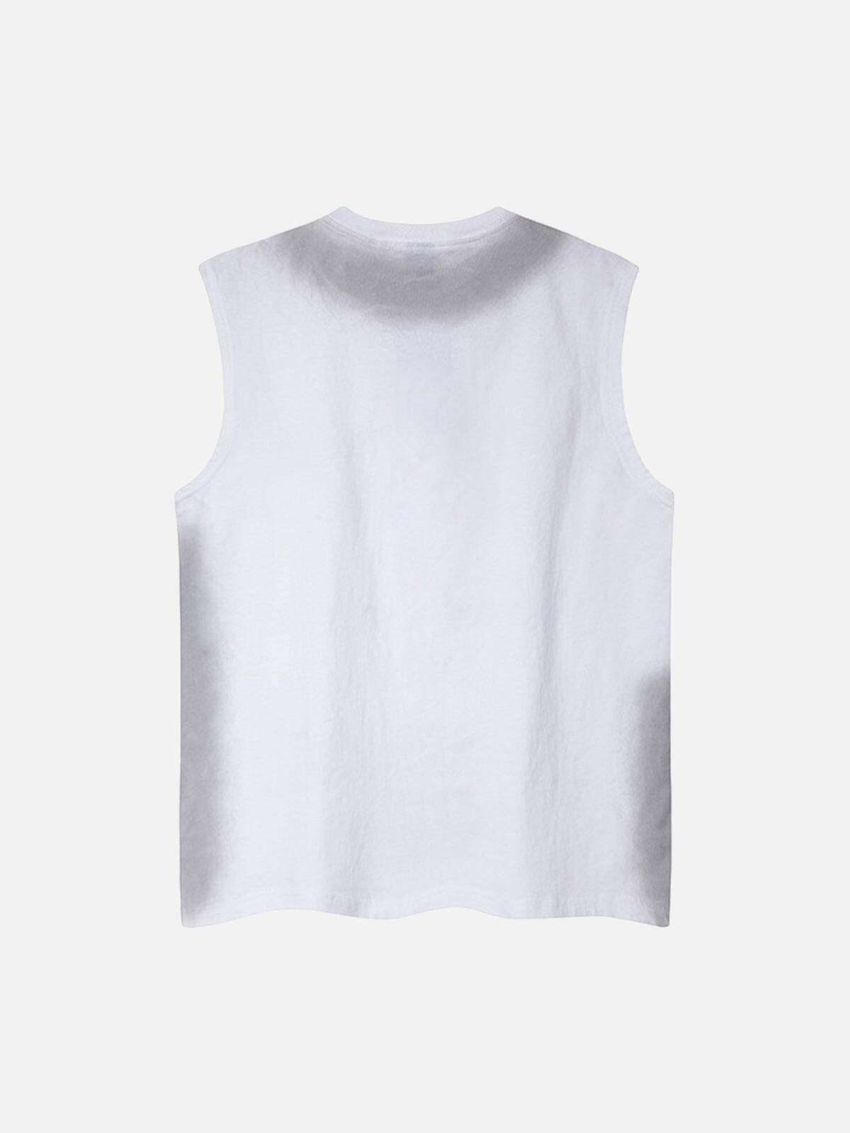 Concert Outfit Spray- Painted Letter Print Necklace Vest Concert Outfit Spray- Painted Letter Print Necklace Vest