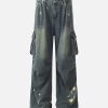 Concert Outfit Spray-Painted Reverse Pleated Cargo Jeans