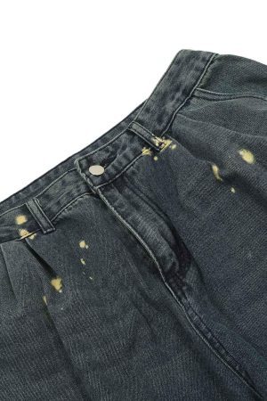 Concert Outfit Spray-Painted Reverse Pleated Cargo Jeans